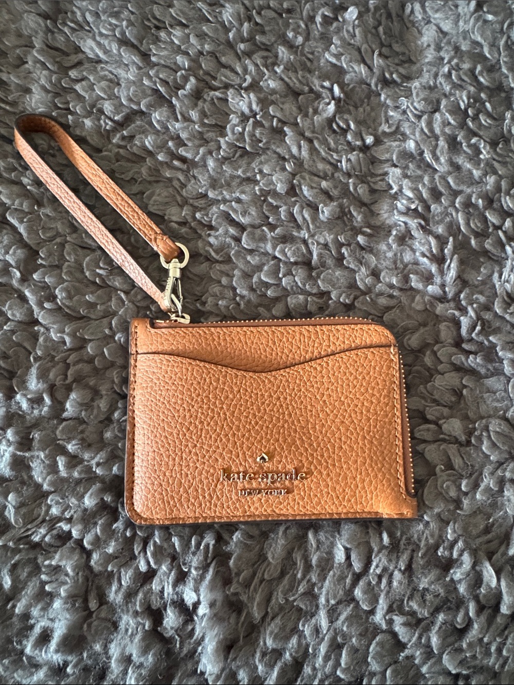 kate spade Tan Pebbled Leather Wristlet Card Holder